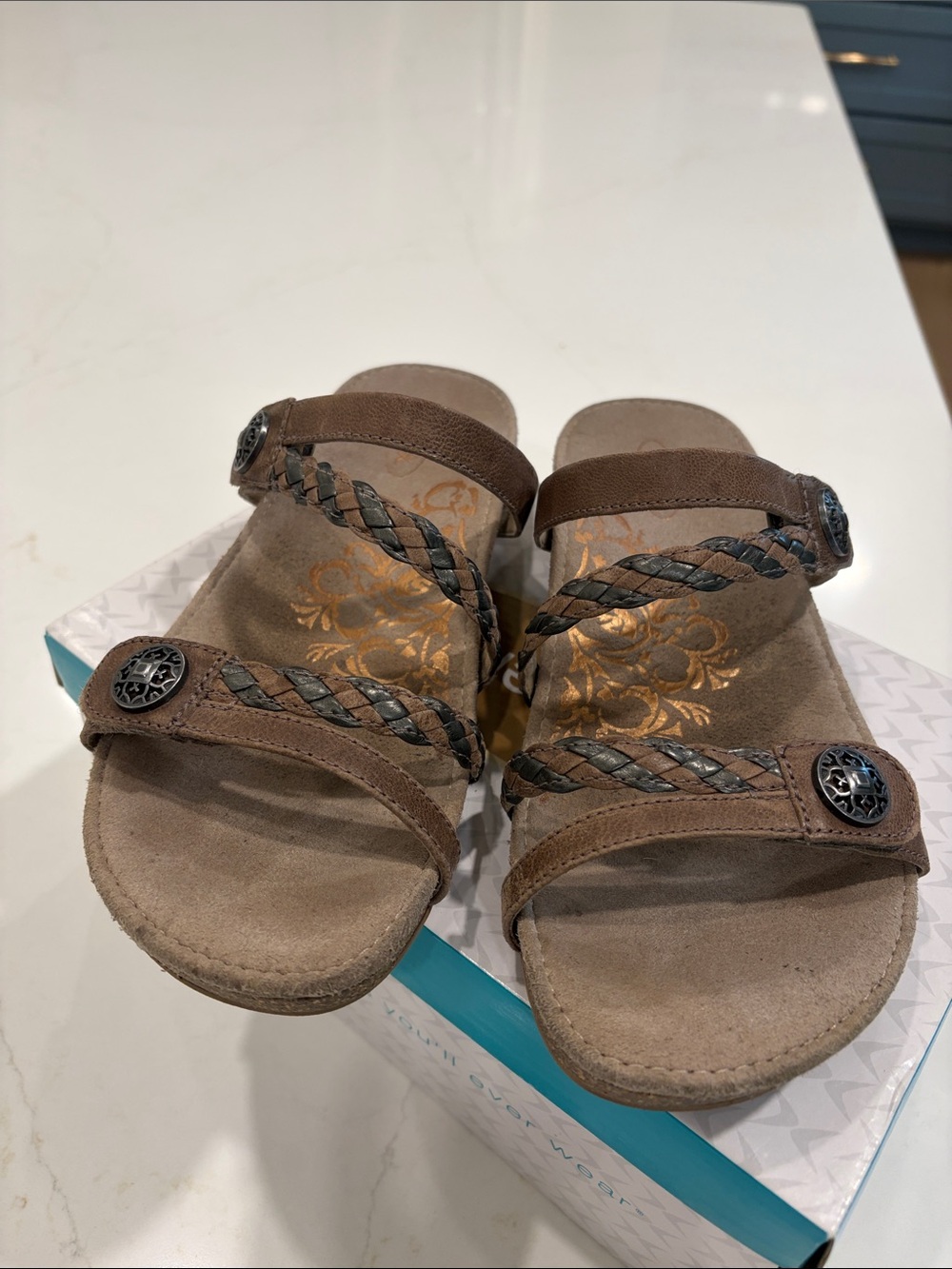 Women’s Brown Braided Slide Sandals